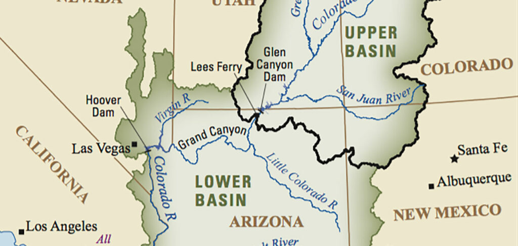 Colorado River Upper Basin and Lower Basin areas