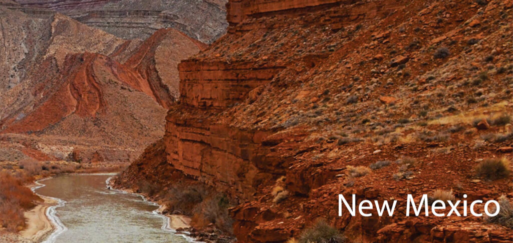 New Mexico text over background image