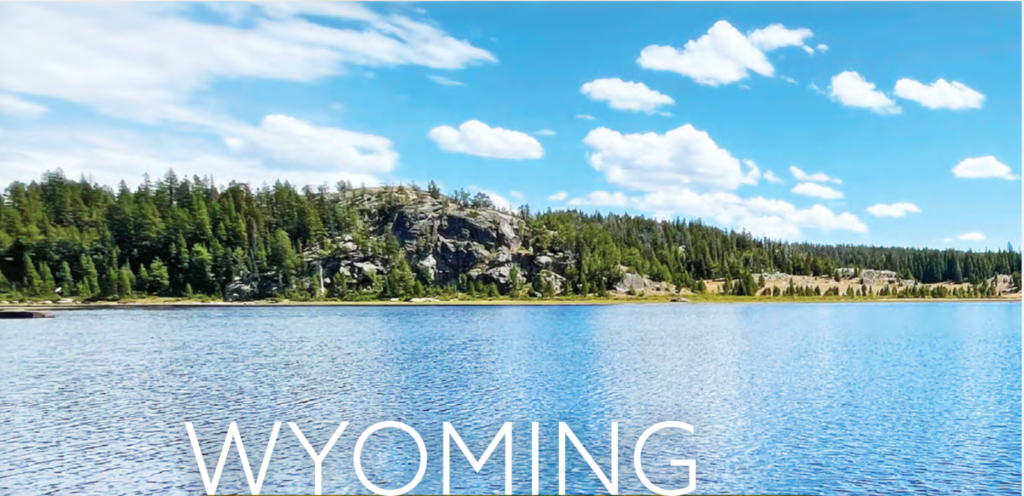 Wyoming text over background image
