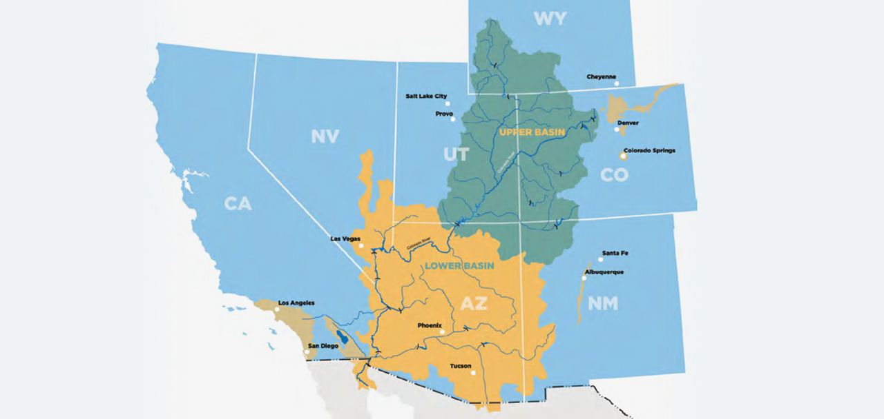 Colorado River Upper and Lower Basins map